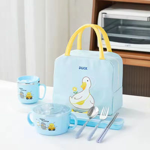 Vaisselle pour enfants, tasse à poignée pour bébé, nouveau style créatif, motif de dessin animé mignon, bol à soupe en acier inoxydable pour élèves du primaire - Product Image 2