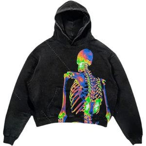 Obenie Halloween Y2K gótico Casual alfabeto explosión patrón de impresión Sudadera con capucha para mujer gris claro Harajuku estilo de moda B0CDCM3CF2 - Product Image 3