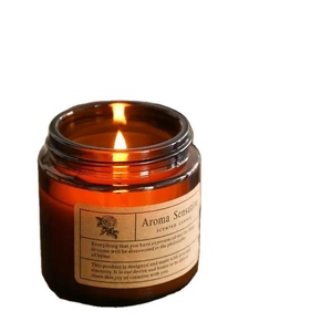 Petite bougie parfumée en bouteille marron, sans fumée, dans un verre couleur thé, décoration intérieure, événements, cadeau, parfum, faite à <span class=keywords><strong>la</strong></span> main - Product Image 1