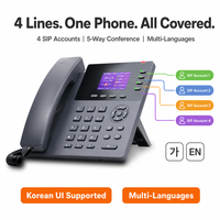 Telefono IP WiFi PoE a 4 Linee SIP con Schermo LCD a Colori da 2,4 Pollici, Voce HD e Interfaccia Coreana per Uffici e Call Center in Corea