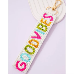 Llavero de Cuentas Bordadas de Calidad de Exportación 100% con (GOODVIBES), Llavero de Cuentas Bordadas en Venta por Exportadores - Product Image 1