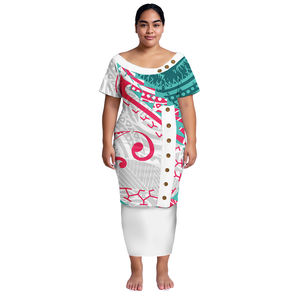 Casual Vestido das Mulheres Polinésia Tribal Samoan Imprimir Senhoras Personalizadas Ásia & Ilhas do Pacífico Vestuário Samoa Puletasi Conjuntos - Product Image 4