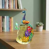 Sculpture de paon en fonte colorée, faite à la main, style Art déco, pour la maison, le bureau ou le salon