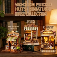 Kit de maison de poupée miniature en bois créatif à faire soi-même, modèle de maison miniature 3D à assembler avec lumière LED, jouet artisanal décoratif de bureau