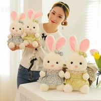 Peluche Lapin Blanc Adorable avec Robe Florale, Mini Lapin en Peluche de 8 Pouces, Rembourrage en Coton PP, Cadeau de Mariage et de Fête en Gros