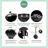 Barbecue portable en acier de 22 pouces à 4 pieds, personnalisable, avec couvercle, facile à assembler, pour extérieur, jardin et camping