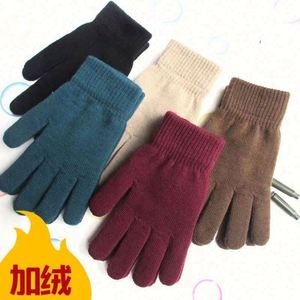 Women Acrylic/Cotton Breathable Striped <b>Knitted</b> <b>Gloves</b> Winter Hand Warmer Thick Lining Full Fingered Masonic Embroidered Outdoor - Product Image 1