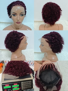Letsfly Promotion 23$ <b>Braid</b> Curly <b>Wig</b> 13x4 Lace Frontal Black 10inch Short Brazilian Hair 100% Human Hair <b>Wig</b> Wholesale 140gram - Product Image 4
