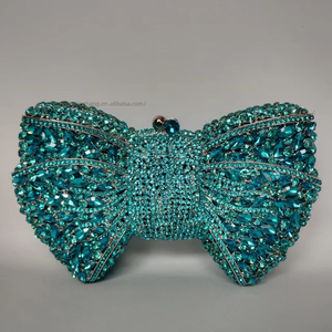 New Diamond-encrusted PU Rhinestone Bow Evening <b>Clutch</b> Wedding Full Rhinestone Crystal Chain Magnetic Clasp Evening Tanjing - Product Image 5