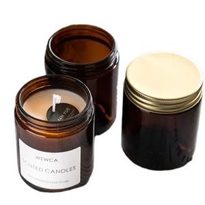 Free Sample 200g <strong>Glass</strong> Gold Sliver Cap <strong>Candle</strong> <strong>Holder</strong> 250ml Brown Amber <strong>Candle</strong> Jar - Product Image 1