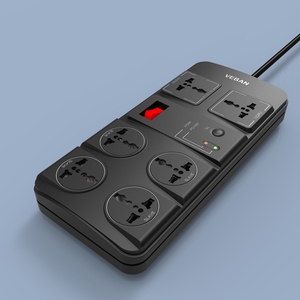 Tira de alimentación universal, interruptor protector contra sobretensiones, luz indicadora, enchufe de extensión, tomacorrientes de 6 vías de eficiencia energética para industriales de 110V - Product Image 2