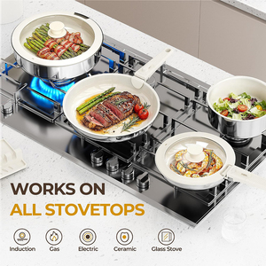 Juego de Ollas y Sartenes de Acero Inoxidable Triple de Alta Calidad con Revestimiento Cerámico, Tapas de Vidrio y Asas Desmontables - Product Image 5