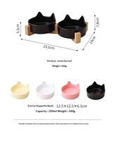 Bol en céramique créatif style crème avec oreilles de chat et support, couleur unie, anti-renversement, anti-déversement, pour l'alimentation et l'eau des chats et chiens