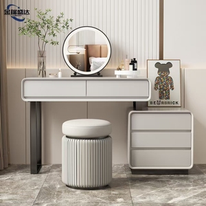 Jinruishengda Moderner Minimalistischer All-in-One Holz-Schminktisch Schlafzimmer Cremefarbener Schminktisch Influencer-Style Lackierter Schreibtisch - Product Image 2