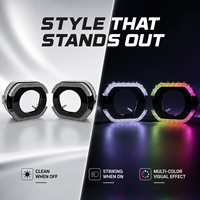 Feux de jour LED 5D RGB Angel Eyes 2,5 et 3 pouces avec contrôle par application, lentille de projecteur et cache, accessoires d'éclairage automobile