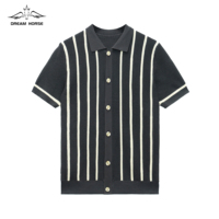AiNear Großhandel Custom Logo Design Oem & Odm Lieferant Kurzarm Polo Kragen Rippe Männer Strick Baumwolle Cardigan T-Shirt Pullover