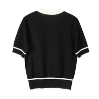 Pull femme personnalisé Vintage à manches courtes col en V pull en coton respirant côtelé bouton cardigan tricots hauts pour l'été