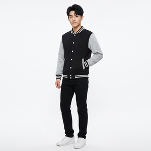 Veste de sport bleue pour homme, manches grises, coupe classique, tissu en toile décontracté, séchage rapide, antibactérien, respirant, col mandarin - Product Image 4