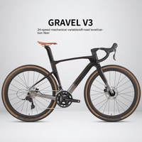 Sepeda Gravel-v3 Mekanik dengan Rangka Serat Karbon, Rem Cakram, Roda Aluminium Alloy, 24 Speed, Sistem Rem Minyak Internal, Sepeda Kota