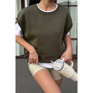 เสื้อฮู้ดแขนกุดสีกากีลายพรางสำหรับผู้หญิง รุ่นอลิซ ผ้าไหม พิมพ์ลายปักตัวอักษร เหมาะสำหรับฤดูใบไม้ร่วงและฤดูหนาว - Product Image 4