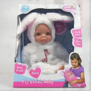 12英寸真看硅胶新生儿乙烯基婴儿娃娃配件尿布厕所奶瓶带IC女孩儿童玩具