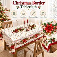 Nappe de Noël imprimée en polyester, imperméable, anti-taches, lavable, pour table de salle à manger, idéale pour les fêtes à la maison