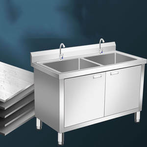 Commerciële 304 Roestvrijstalen Gootsteen Enkele Dubbele Drie Gootsteen Keuken Geïntegreerde Kast Afwastafel Hotel Huishouden - Product Image 2