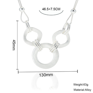 Colar TongLing em Liga de Prata com Banho de Ouro, Pingente de Anel Circular de Três Laços, Colar Choker para Homens e Mulheres - Product Image 5