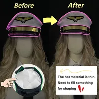 Nuevo Gorro Luminoso LED para Hombre y Mujer, Gorra de Piloto Brillante, Uniforme de Cosplay, Gorra con Luz para Espectáculos de Danza y Accesorios de Bar