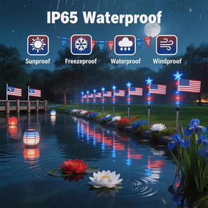 Lumières LED sur piquets en forme de drapeau américain personnalisées OEM avec étanchéité IP65 pour la maison, le jardin et les décorations extérieures de fêtes - Product Image 3