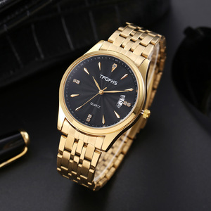 Venta al por mayor de relojes de banda de acero para hombres relojes de cuarzo con patrón de onda casual con marcadores de diamantes de imitación y calendario - Product Image 6
