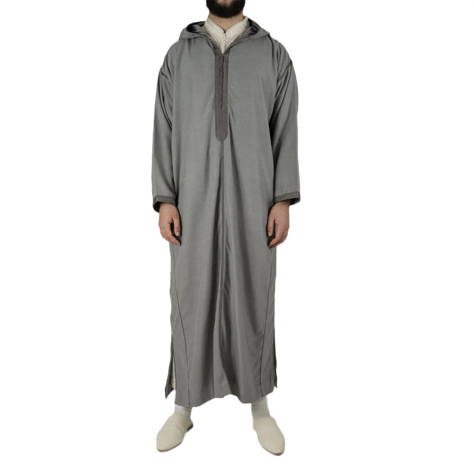 Arabic kaftan người đàn ông dài tay áo hồi giáo thobe cho nam giới lớn và cao kaftan với hoodie Robe