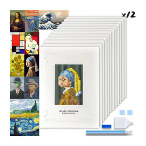 R-Mini001 Set di 12 <span class=keywords><strong>Quadri</strong></span> su Tela con Stampe di Dipinti <span class=keywords><strong>Famosi</strong></span>, Kit Personalizzato per Pittura Diamante in Miniatura - Product Image 1