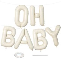 Ballons en Mylar blanc crème avec lettres « OH BABY ONE OH BOY GIRL » pour la fête prénatale, le 1er anniversaire et la révélation du sexe