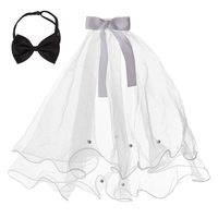 Voile de mariée en tulle orné de strass avec sangle réglable et nœud papillon pour chiens – Ensemble voile et nœud papillon pour animaux de compagnie