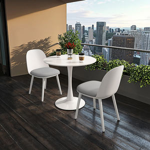 Juego de mesa de comedor y silla de madera maciza redonda moderna para espacios pequeños Una Mesa Dos sillas - Product Image 4