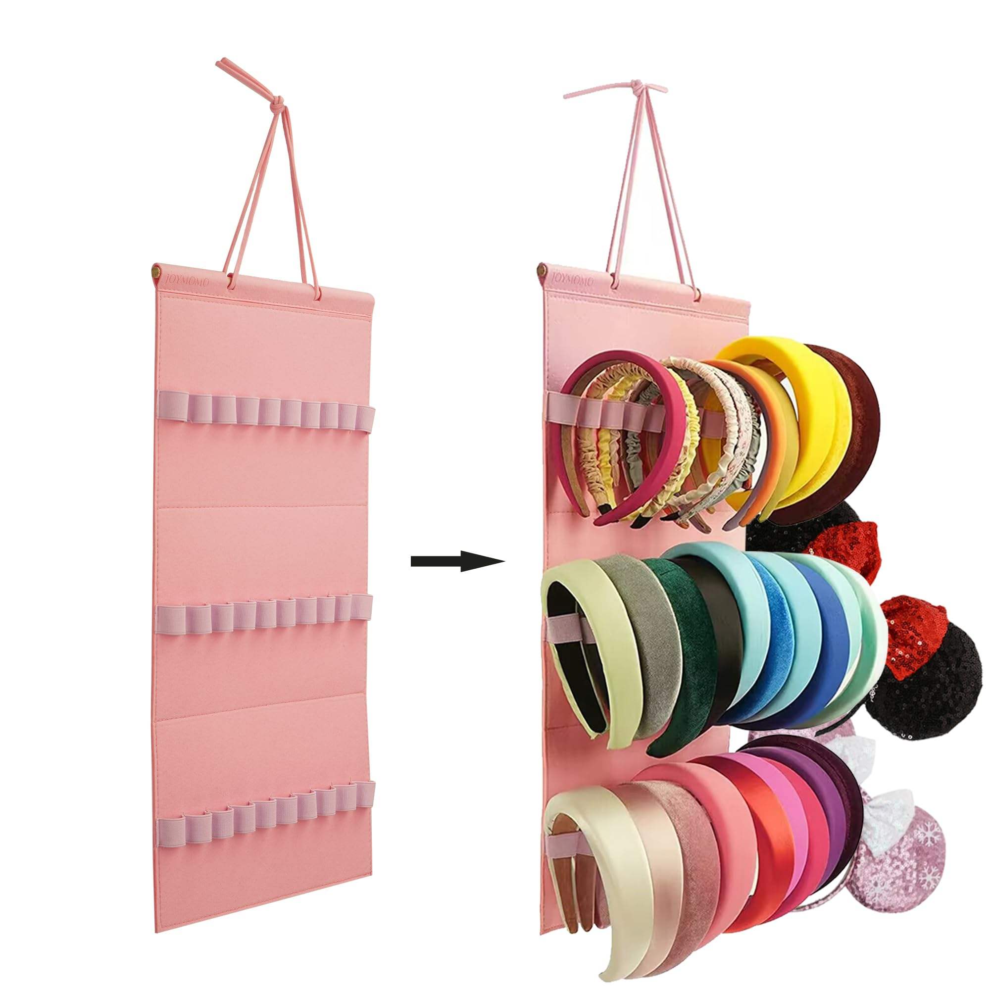 Pink Hanging Girls Headband Holder Felt Organizer Storage Containers