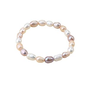 Pulsera de Perlas de Agua Dulce Naturales Amelia, Regalo para Fiesta, 8-9mm, Elástica, con Cuentas, Blanca, Multicolor, Tipo Patata, para Mujer - Product Image 5