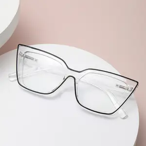 새로운 안티 블루 라이트 안경 형광 라인 드로잉 안경 고양이 눈 안경 클리어 렌즈 레트로 안경 단순화 장식