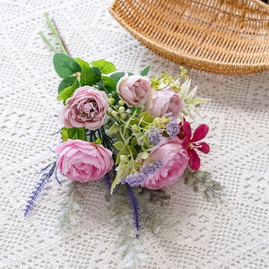 Bouquet de roses artificielles en tissu tissé plastique pour décoration intérieure et accessoires de mariage CF02006 - Product Image 3