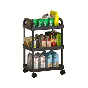 Multifunctional 3 Layer Kitchen Rolling Rotating Storage Cart Rack Fruit <b>Basket</b> Black Vegetable Drain Storage <b>Basket</b> Rack - Product Image 5