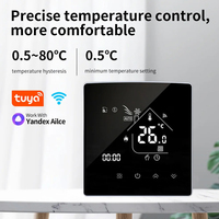 Panel de Vidrio Espejo, Termostato Inteligente WiFi con Pantalla Táctil Digital, Controlador de Temperatura para Calefacción de Agua/Eléctrica/Caldera de Gas