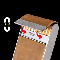 Étui à cigarettes portable en cuir de 65 mm, taille moyenne, pour 20 cigarettes, style ethnique minimaliste, avec fermoir magnétique, pour homme