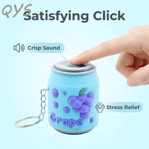 QYS 3D Printed Soda <b>Pop</b> Fidget Clicker Keychain Cute Plastic Key <b>Ring</b> Desk Toy Stress Relief Gift - Product Image 1