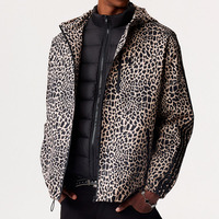 Veste coupe-vent à capuche à imprimé léopard personnalisée, streetwear américain et style streetwear chinois, marque décontractée, sweat à capuche zippé sport