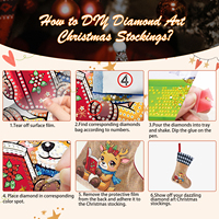 Peinture Diamant DIY Renne de Dessin Animé en Été de Noël avec Livre, Décoration de Chaussette de Noël, Cadeau pour Adultes