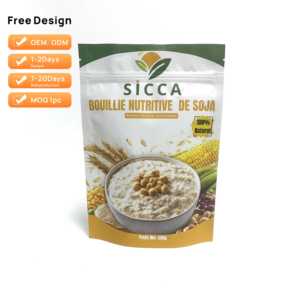 Bolsa de Embalaje con Cierre Zip, Personalizada con Logotipo, Acabado Mate, MOPP, Sellado Térmico, 500g, Harina de Soya Nutritiva para Papillas - Product Image 1