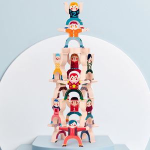 Hercules Acrobatic Troupe Wooden Balancing <b>Building</b> <b>Blocks</b> <b>Set</b> Stacking Construction DIY Model Montessori Toy for 2-7 Years - Product Image 4