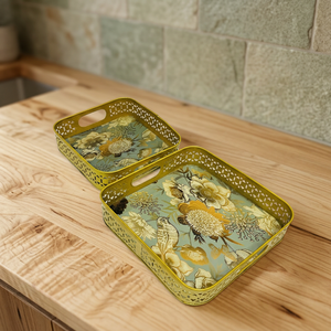High Quality Iron Double Enamel Storage Tray Modern Design Gold-Plated Multi-Functional Color Changing Home Decor Catering Food - Product Image 5