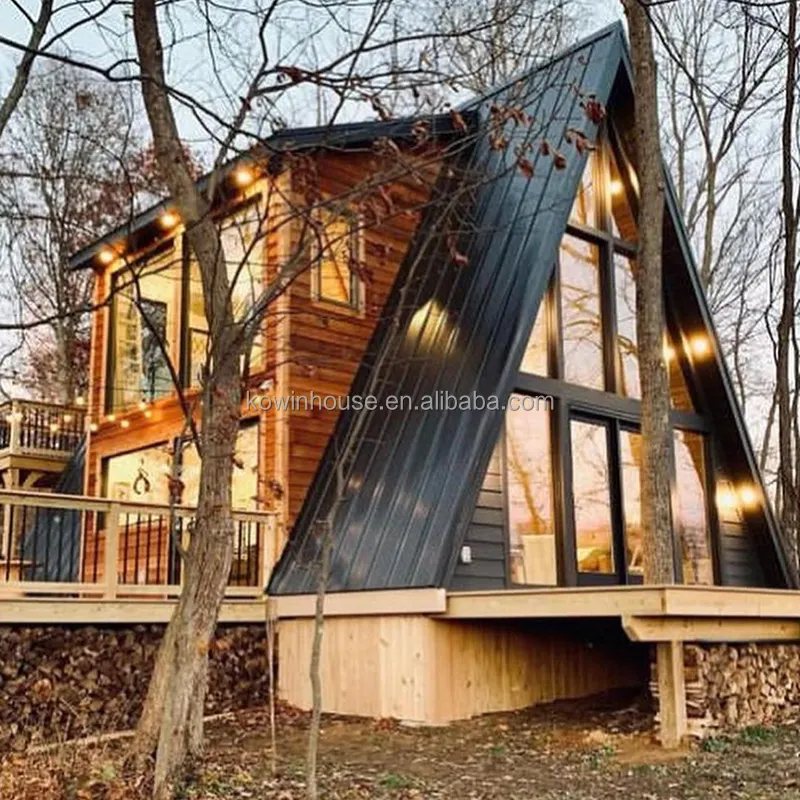 Rumah kayu modular Rumah segitiga desain modern mewah rumah prefabrikasi rumah kecil